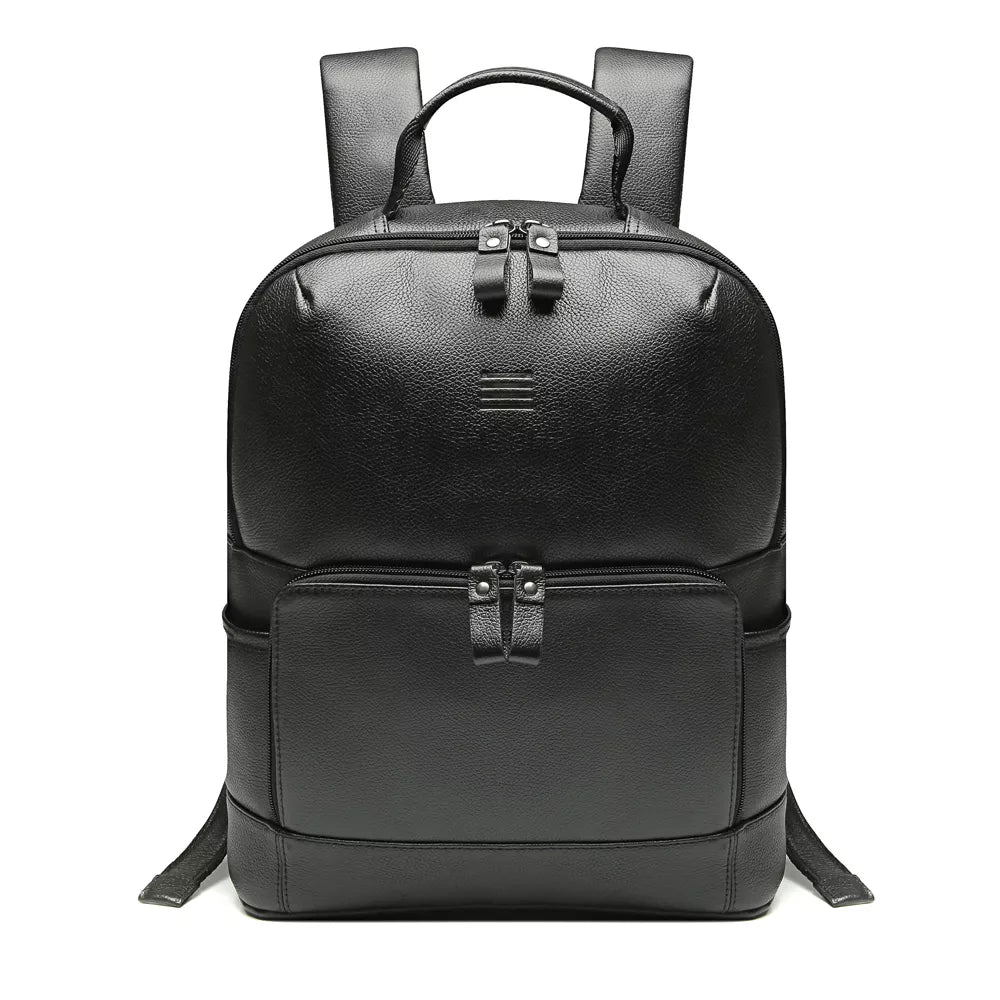 MOCHILA PORTA NOTEBOOK MASCULINA EM COURO PRETO