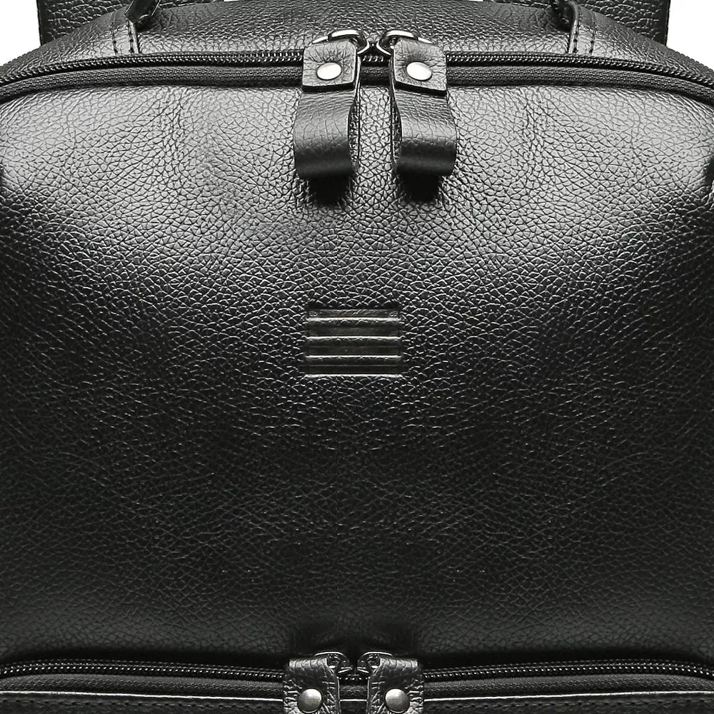 MOCHILA PORTA NOTEBOOK MASCULINA EM COURO PRETO
